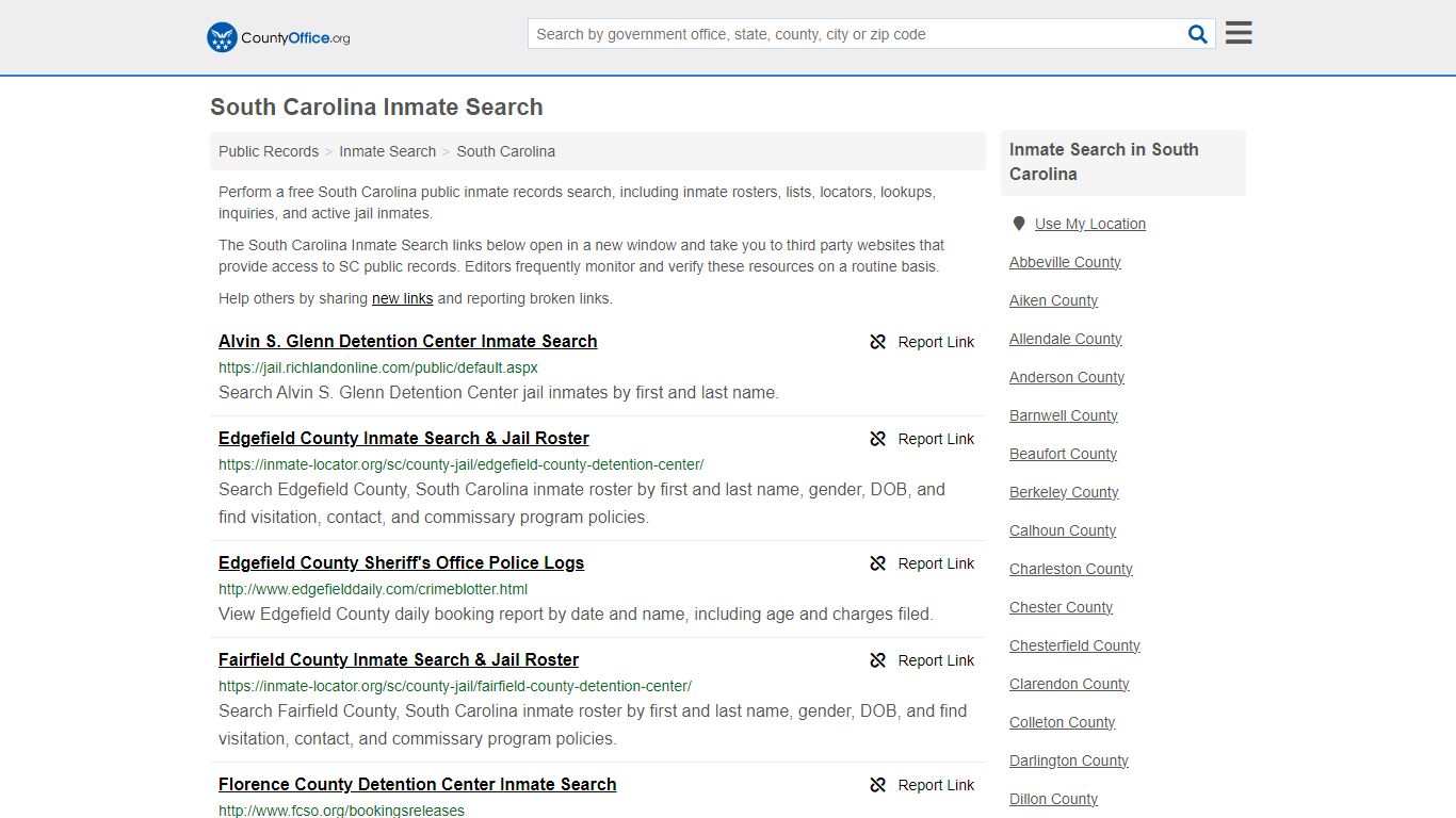 Inmate Search - South Carolina (Inmate Rosters & Locators) - County Office